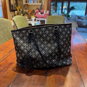 Brighton Toledo xl tote bag handbag & hangtag charm fringe neutral colors